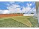 Large, grassy back yard enclosed by a combination of brick and white vinyl fences at 2607 Quail Pond Way, Kissimmee, FL 34743