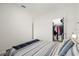 Bright bedroom with a walk-in closet, stylish decor, and comfortable striped bedding at 2710 Bolzano Dr, Apopka, FL 32712