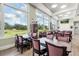 Bright dining area with golf course views, modern tables, and seating for social gatherings and events at 2710 Bolzano Dr, Apopka, FL 32712