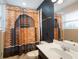 Bathroom featuring a unique Platform 9 3/4 shower curtain, toilet, sink with vanity and a mirror at 4200 Oaktree Dr, Davenport, FL 33837