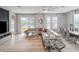 Spacious living room and dining area with modern furnishings and a view of the outdoor pool area at 4200 Oaktree Dr, Davenport, FL 33837