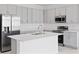Modern kitchen features stainless steel appliances, an island, and shaker style cabinets at 503 Silver Palm Dr, Haines City, FL 33844