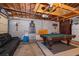 A finished basement with a pool table and game area provides extra space for entertaining at 509 Eastwood Ln, Daytona Beach, FL 32118