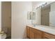Well-lit bathroom with a sink, mirror, and a shower, offering a clean and functional space for daily routines at 9723 Pecky Cypress Way, Orlando, FL 32836