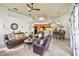 Open-concept living room seamlessly connects to the kitchen with a breakfast bar and features cozy seating and modern decor at 2626 Greenwillow Dr, Orlando, FL 32825