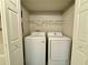 Convenient laundry room with a full-size washer and dryer and wire shelving at 304 E South St # 1023, Orlando, FL 32801