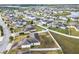 Neighborhood aerial view of homes, lake, streets and landscaping at 332 Blue Lake Cir, Kissimmee, FL 34758