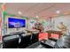 Fantastic game room featuring movie theatre seating, murals, and game tables at 7618 Oakmoss Loop, Davenport, FL 33837