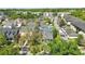Aerial view of the neighborhood highlighting the house with private pool and proximity to community at 931 Croton Rd, Celebration, FL 34747