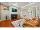 Sophisticated living room featuring a fireplace, and an open floor plan at 12614 Hawkstone Dr, Windermere, FL 34786