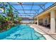 Inviting pool area surrounded by lush plants, spa and screened enclosure for outdoor enjoyment at 12614 Hawkstone Dr, Windermere, FL 34786