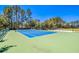 Well-maintained community tennis court with net, surrounded by trees and green grass, for recreational play at 12614 Hawkstone Dr, Windermere, FL 34786
