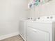 Functional laundry area with modern washer and dryer, and upper shelf storage at 1438 Brookdale Ct, Oviedo, FL 32765