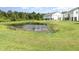 Scenic backyard pond view with grassy lawn, offering a serene and natural setting for relaxation at 1438 Brookdale Ct, Oviedo, FL 32765