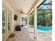 Beautiful screened patio featuring a ceiling fan, comfortable seating, and a view of the inviting pool at 1613 Sapphire Star Dr, Oviedo, FL 32765