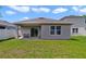 View of the rear exterior of the property showing a well maintained backyard at 2827 Turnstone Run, Harmony, FL 34773