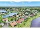 Overhead shot of a golf community showcasing attractive homes, a lush green golf course and serene water features at 313 Sorrento Rd, Poinciana, FL 34759