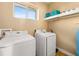 Functional laundry room with a modern washer and dryer and ample storage at 7513 Brooklyn Dr, Kissimmee, FL 34747