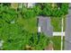 Aerial view from directly above the property, showing roof, lawn, and location to neighbors with mature trees at 247 S Marydell Ave, Deland, FL 32720