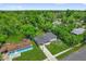 Aerial view of the property nestled among mature trees in a quiet neighborhood at 247 S Marydell Ave, Deland, FL 32720