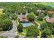 Aerial view of community pool, featuring manicured green space and beautiful landscape, ideal for outdoor fun and relaxation at 32613 View Haven Ln, Sorrento, FL 32776