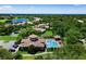 Aerial view of the community pool and recreation area with ample seating and lush surroundings at 32613 View Haven Ln, Sorrento, FL 32776