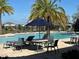 Resort-style community pool with lounge chairs and umbrellas for relaxation at 3399 Buoy Cir, Winter Garden, FL 34787