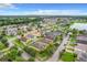 An aerial view of a suburban neighborhood featuring a lake, playground, and well-maintained homes and yards at 4729 Spindletree Ln, Orlando, FL 32829
