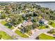 Aerial shot showcasing the backyard with a private pool surrounded by trees and the home's backyard and patio at 5205 Saint Regis Pl, Belle Isle, FL 32812