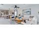 Open-concept living area with dining space features contemporary decor and a cozy atmosphere perfect for entertaining at 5663 Loggia Ln, Kissimmee, FL 34758