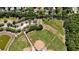 Aerial view of the property location near the park's baseball field and pond at 913 Red Fox Rd, Altamonte Springs, FL 32714