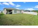 Well-maintained backyard featuring a green lawn, patio, and privacy fence at 1059 Cypress Fox Blvd, Davenport, FL 33897