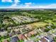 Scenic aerial shot of a community featuring diverse homes, lush greenery, and a clear view of the horizon at 1802 Candlenut Cir, Apopka, FL 32712