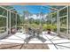 Charming screened patio with outdoor seating, perfect for enjoying the serene views of the landscaped backyard at 2409 Twickingham Ct, Clermont, FL 34711