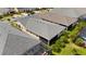 Overhead view of the home, showcasing the roof, back porch, and backyard with landscaping at 2789 Southland St, St Cloud, FL 34772