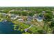 Stunning aerial view of waterfront homes, featuring pools, docks, and lush landscaping at 5112 Jetsail Dr, Orlando, FL 32812