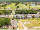 An aerial view showcasing the meticulously maintained grounds and buildings of Reunion Resort at 1322 Seven Eagles Ct # 301, Reunion, FL 34747