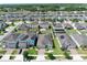 An aerial view showcasing a residential neighborhood with well-maintained homes and green spaces at 299 Whirlaway Dr, Davenport, FL 33837