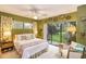 Bedroom featuring a ceiling fan, garden views, and a seating area at 320 Mary Jess Rd, Orlando, FL 32839