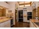 Contemporary kitchen featuring custom cabinets, brick countertops and flooring, and modern appliances at 320 Mary Jess Rd, Orlando, FL 32839