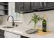 Close-up of kitchen counter, featuring modern faucet, decor, and wine setting, adding charm and functionality at 4800 Beacon St, Orlando, FL 32808