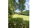Large backyard with lush greenery, mature trees, and a wood deck at 532 Madison Ave, Orlando, FL 32805