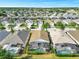 Overhead view of homes featuring private screened-in pools, manicured lawns, and shingle roofs at 8118 Fan Palm Way, Kissimmee, FL 34747