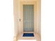 Inviting front entrance featuring a blue door and a welcoming doormat at 4012 Meandering Bay Dr, Apopka, FL 32712