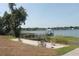 Relaxing lakefront beach with Adirondack chairs overlooking the lake and dock gazebo at 1062 Lakeside Estates Dr, Apopka, FL 32703