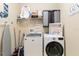 Well-equipped laundry room with modern appliances, shelving, and quirky decor at 2509 Archfeld Blvd, Kissimmee, FL 34746