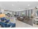 Open-concept living space with plush seating, modern decor, and a seamless flow to the kitchen at 7759 Westland Dr, Kissimmee, FL 34747