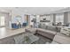 Spacious living area with comfortable seating, contemporary decor, and a seamless connection to the kitchen at 7759 Westland Dr, Kissimmee, FL 34747