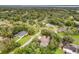 Aerial view of a home with a screened pool nestled among mature trees in a tranquil neighborhood at 89 Pine Forest Ln, Haines City, FL 33844