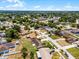 Aerial view of a home and surrounding neighborhood, featuring lush greenery and well-kept lawns under a blue sky at 1132 Feather Dr, Deltona, FL 32725